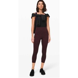 Lululemon Align HR Crop 21 Leopard‎ Jacquard Burgundy Ankle Leggings Size 4